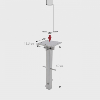 Doppler Alu/Stahl Bodenanker 2 tlg. für 65mm Mast zum Einbetonieren